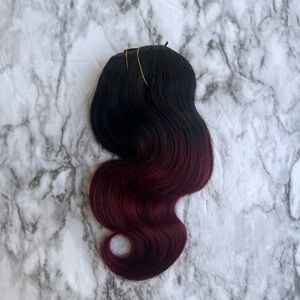 12 Inch body Wave Clip In Ombre Black to Burgundy  hair extensions